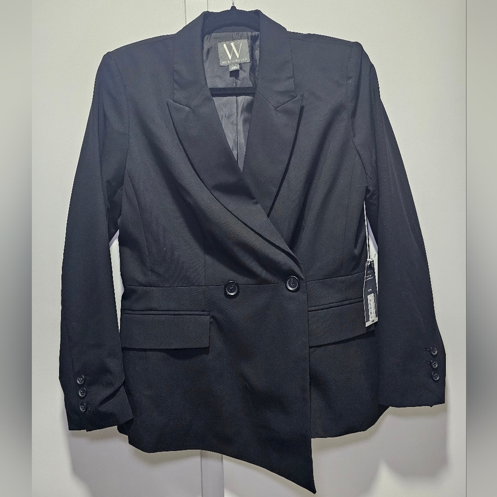 NWT Worthington Womens Asymetrical Black Blazer, 10P